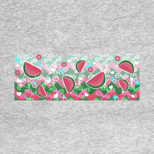 Watermelon Chevron Floral Pattern by saradaboru